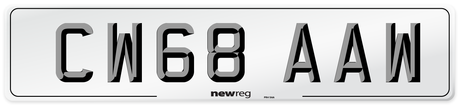 CW68 AAW Number Plate from New Reg